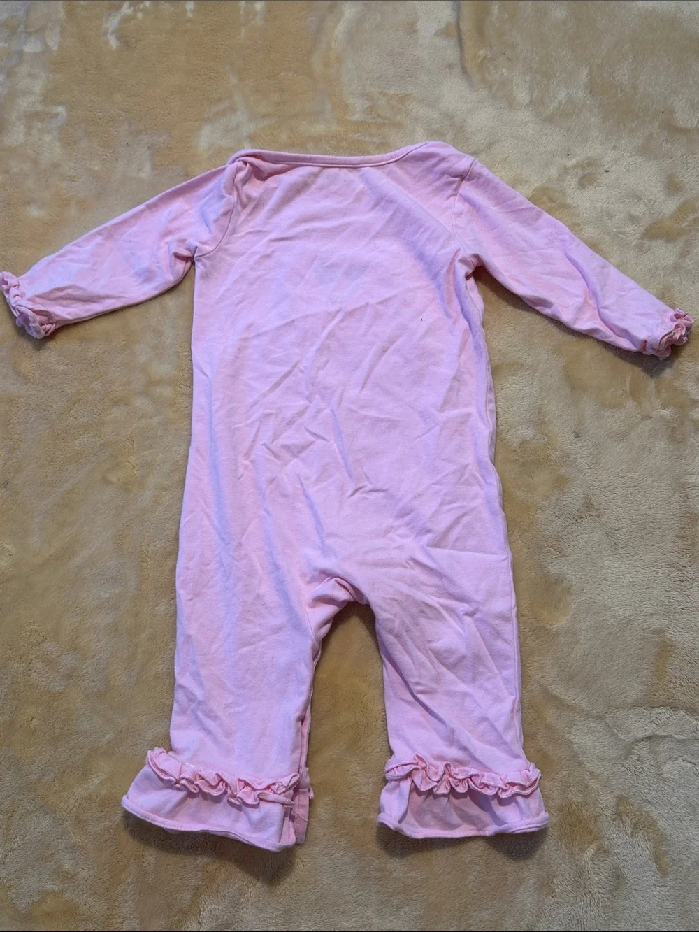 Pink Baby One-Piece Romper with Ghost Applique EUC